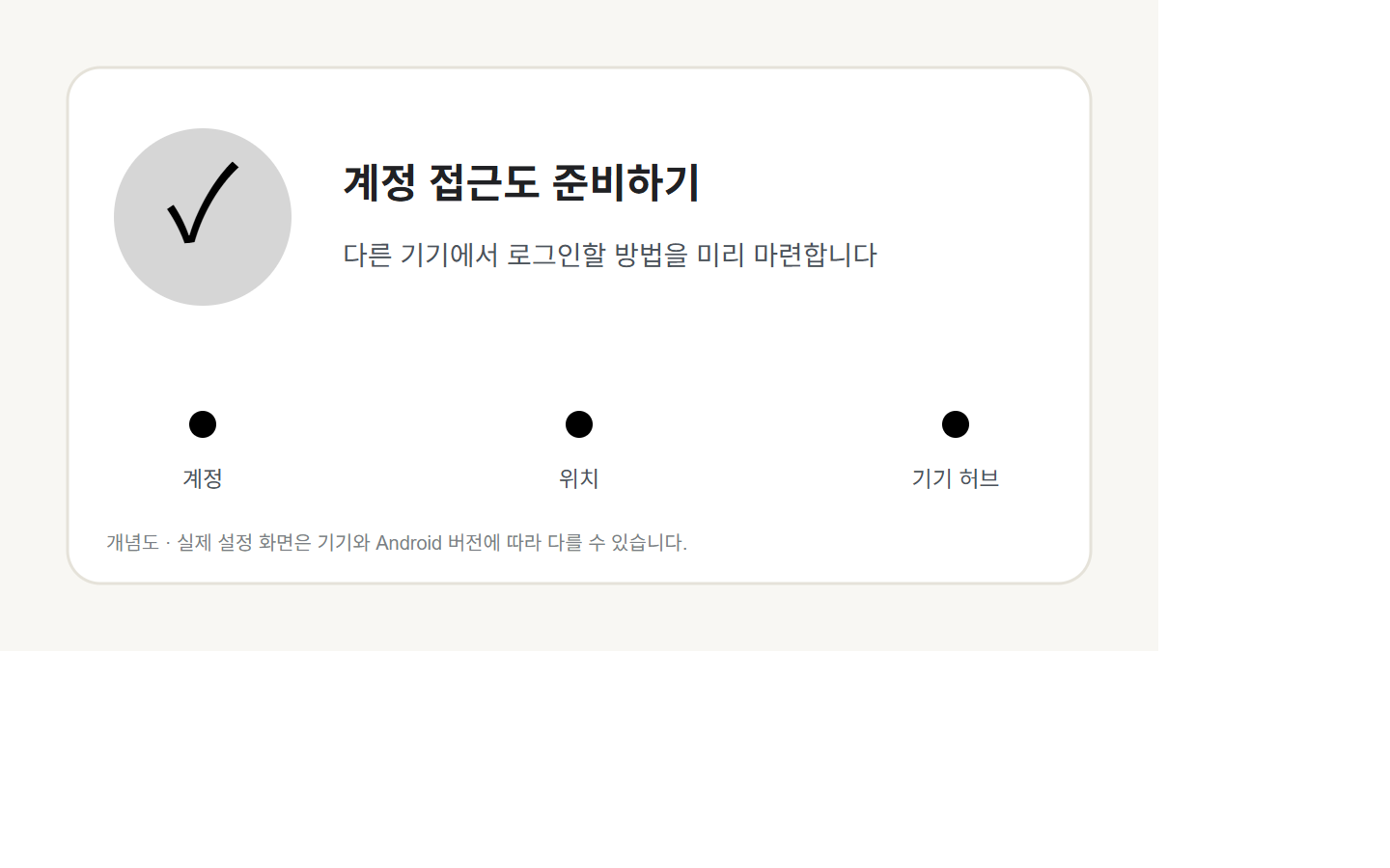 다른 기기에서 Android 계정에 접근할 수 있도록 복구 코드를 준비하는 개념도