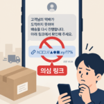 택배 사칭 문자 링크를 경계하는 스마트폰 개념도