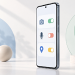 Android 스마트폰에서 카메라 마이크 위치 권한을 점검하는 개념도