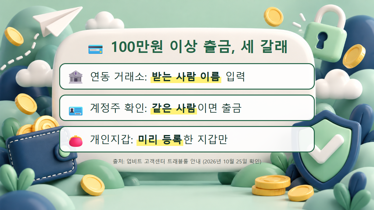 100만원 이상 코인 출금의 세 갈래를 정리한 설명 그림 100만원 이상 코인 출금의 세 갈래를 정리한 설명 그림