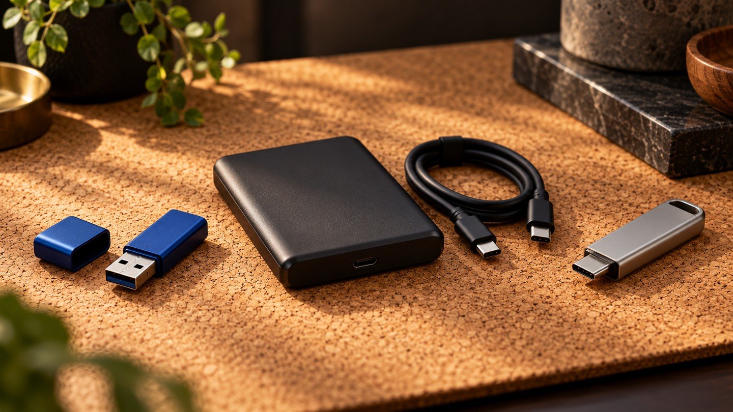 종류가 다른 USB 메모리 두 개와 외장 저장장치 종류가 다른 USB 메모리 두 개와 외장 저장장치